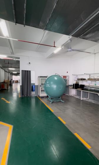 Factory laboratory area with an integrating sphere