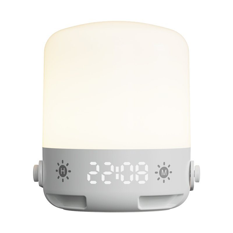 MC550 clock variant lit warm with clock display showing