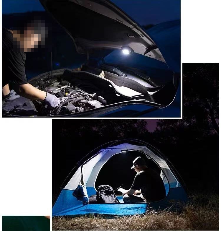 TD-CL05 lighting an engine bay and a tent at night