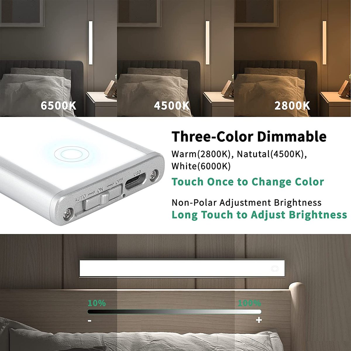 TDL-6110XWB shown at its three selectable colour temperatures, warm through cool