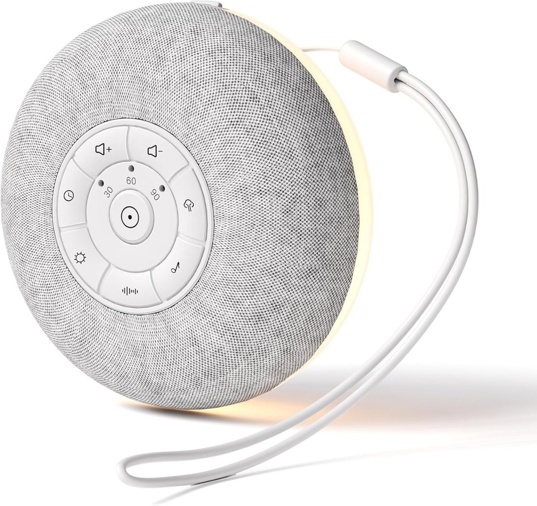 TUODI TDL-MC220 portable white noise machine, grey fabric finish